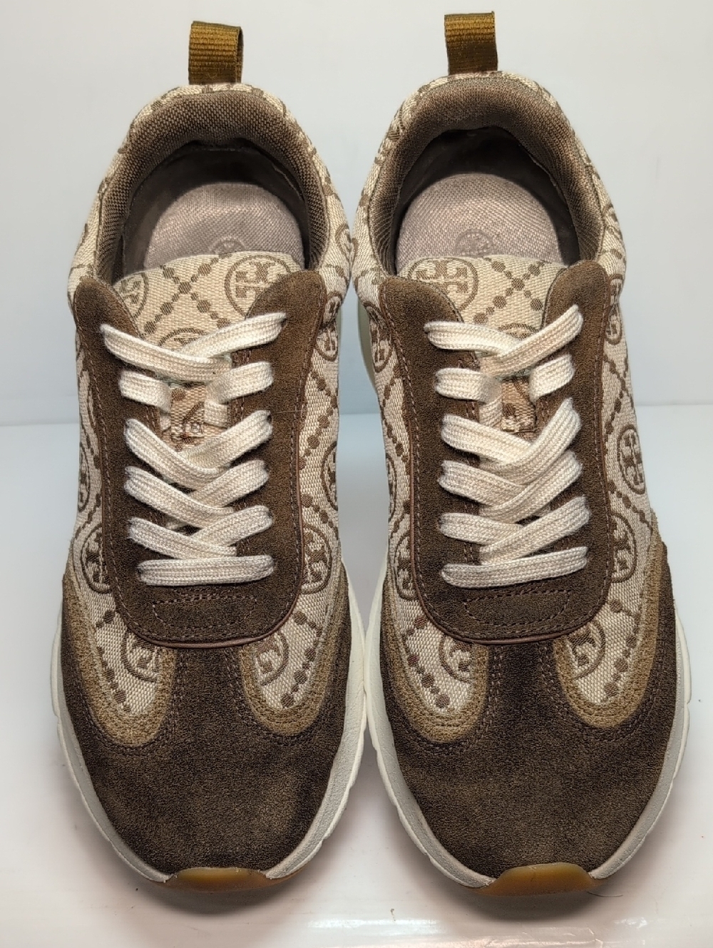 Tory Burch T Monogram Suede Good Luck Trainer sneakers womans size 8 - Picture 11 of 16